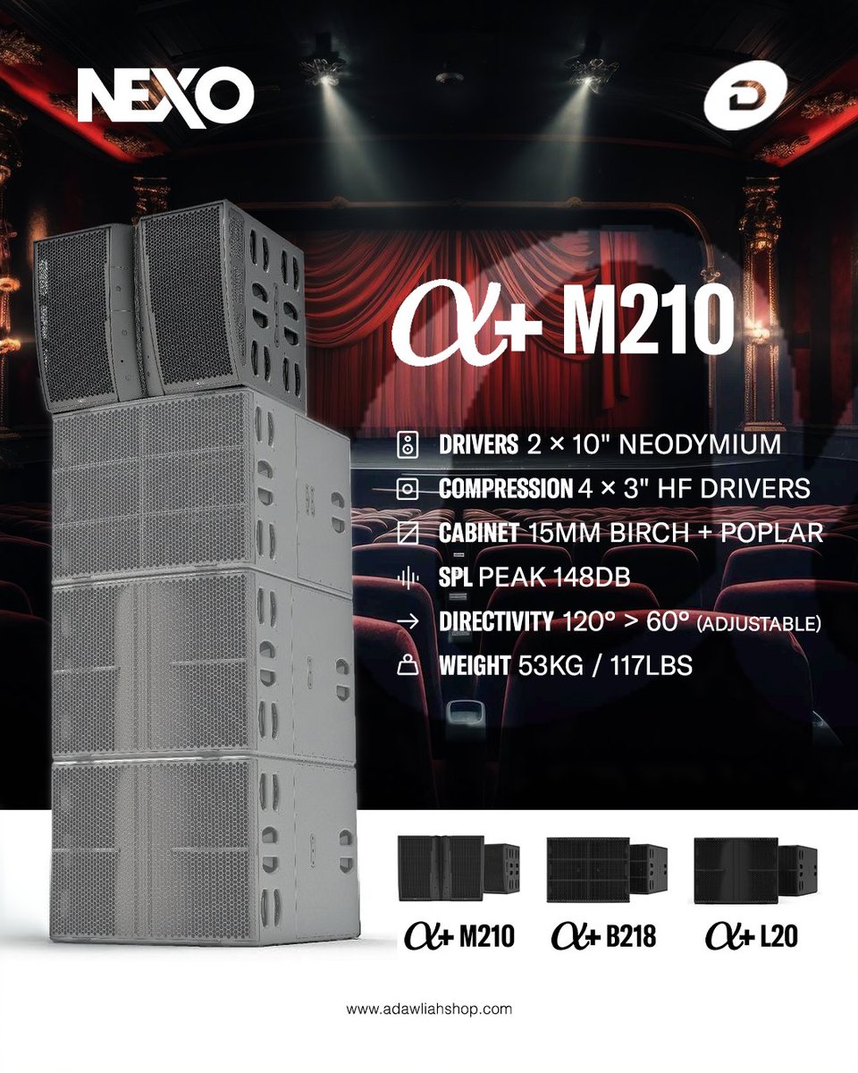 Adawliahksa's tweet image. Power. Precision. Performance.
The NEXO Alpha+ Series is built for stages that demand serious sound. 🎶

#NEXO #AlphaPlus #ProAudio #LiveSound #EventTech