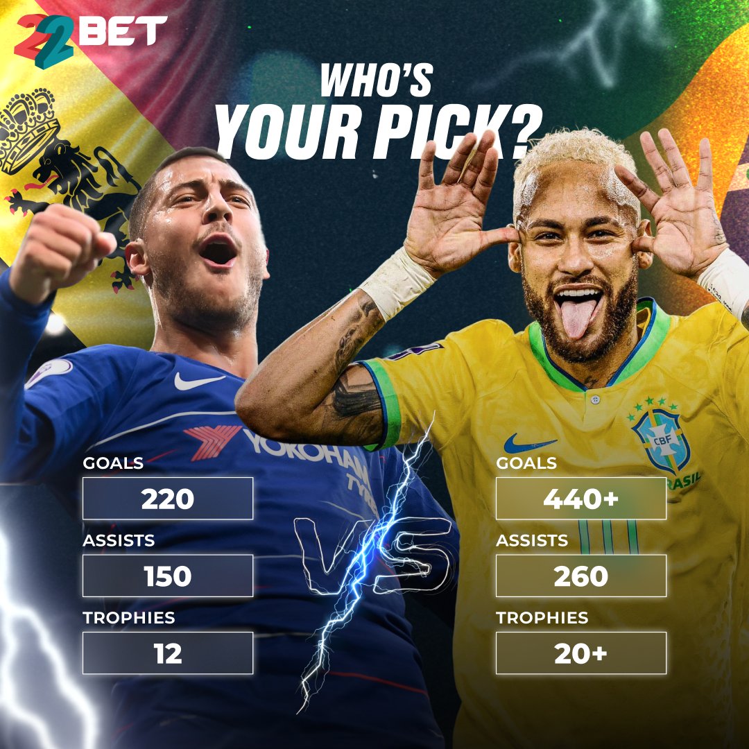 22BET_Uganda's tweet image. Two magicians. Two legends.

✨ Who&apos;s your pick? 👀🔥 Vote below! ⬇️

#Neymar #Hazard #FootballDebate #FootballStats #FootballFans