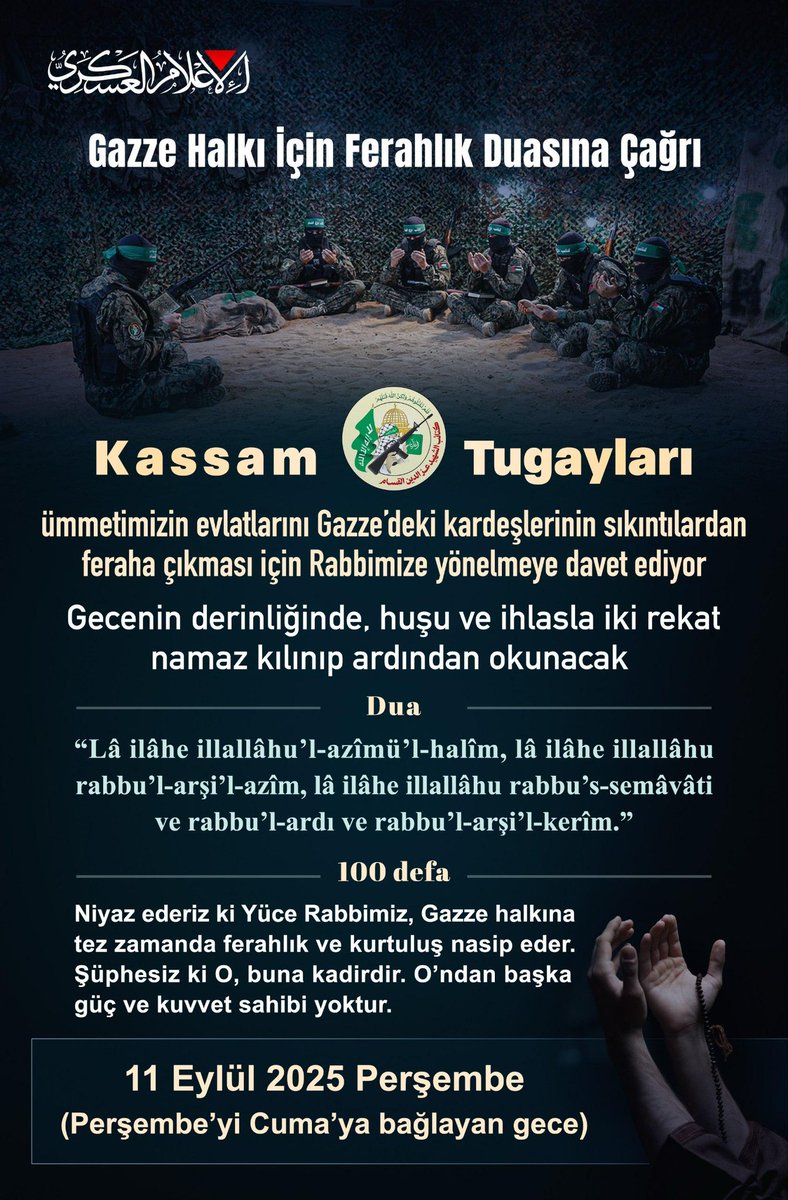 Kassam Tugaylarından yeni paylaşım;
