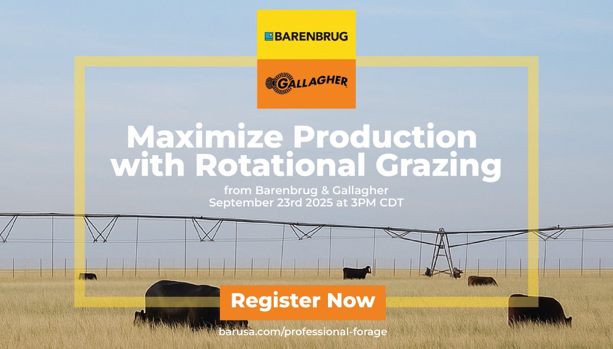 Rotational grazing isn’t just about moving livestock, it’s about maximizing forage quality, boosting soil health, and ensuring your operation is both productive and sustainable 🌱. Join Barenbrug &amp; Gallagher for an in-depth session on Maximize Production with Rotational Grazing