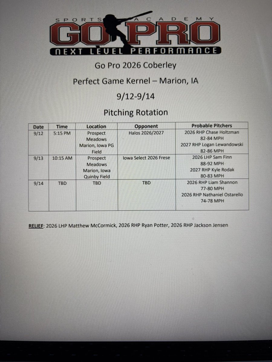 Daly17Bob's tweet photo. Go Pro 2026 PG Kernel Rotation and Schedule!  Let’s Go! https://t.co/e9eusJlb2e