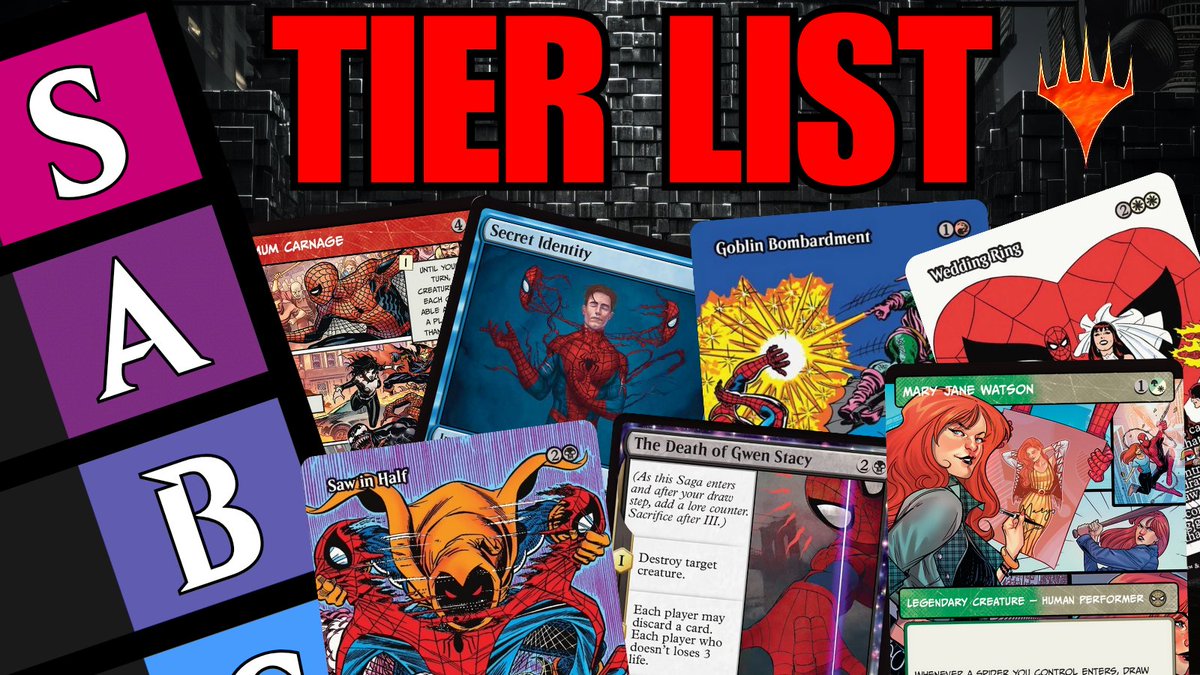⭐️Hoy tenemos la segunda y última parte del Tier-List de #MtgxSpiderman

👽Ayer vimos las mejores criaturas de la colección, hoy toca ver las mejores no-criaturas.

Recuerda:
🕜 8PM
🟣/Rapsolo