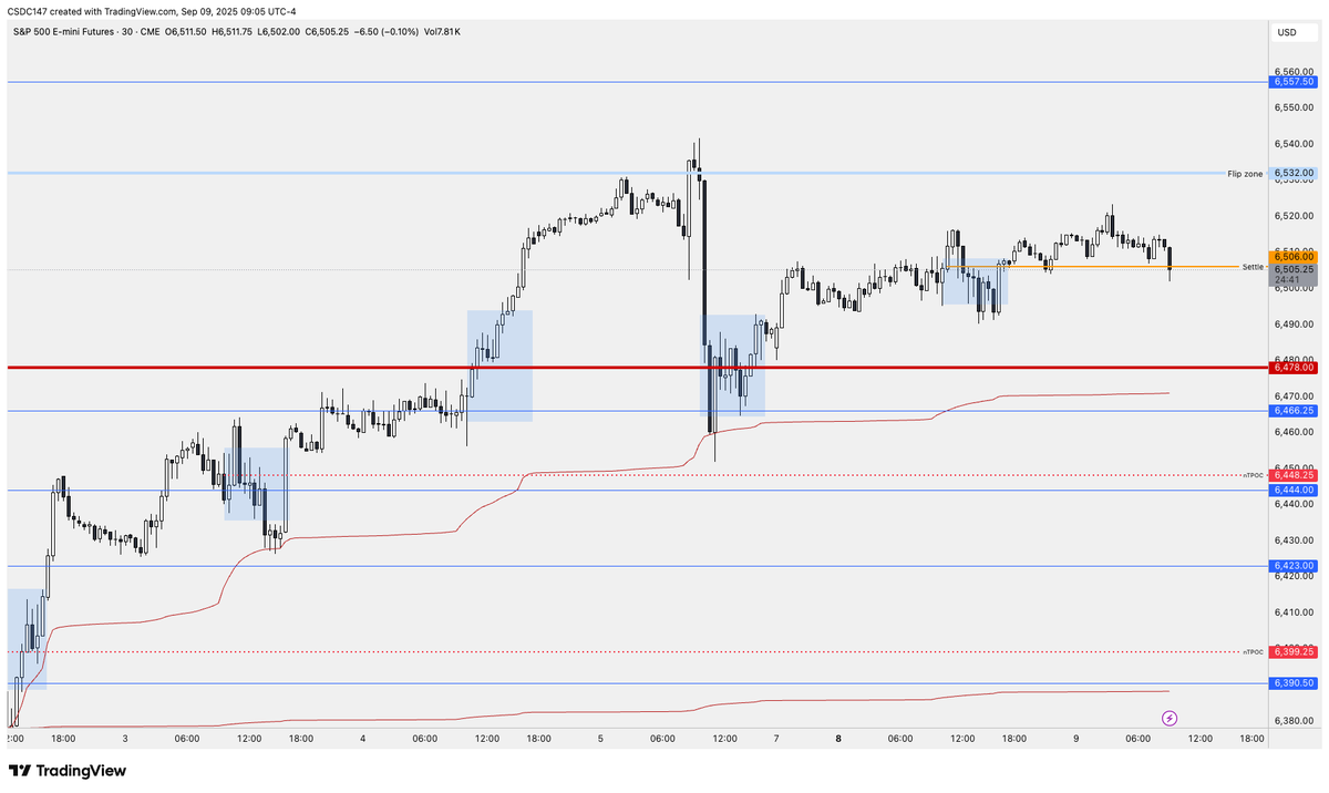 E-mini S&amp;P 500 (ES)
📊 Outlook
Balance is the market’s mechanism to communicate that it requires additional information in the form of catalysts in order to perform its next directional auction. This is exactly what is happening with the market refraining from placing big bets
