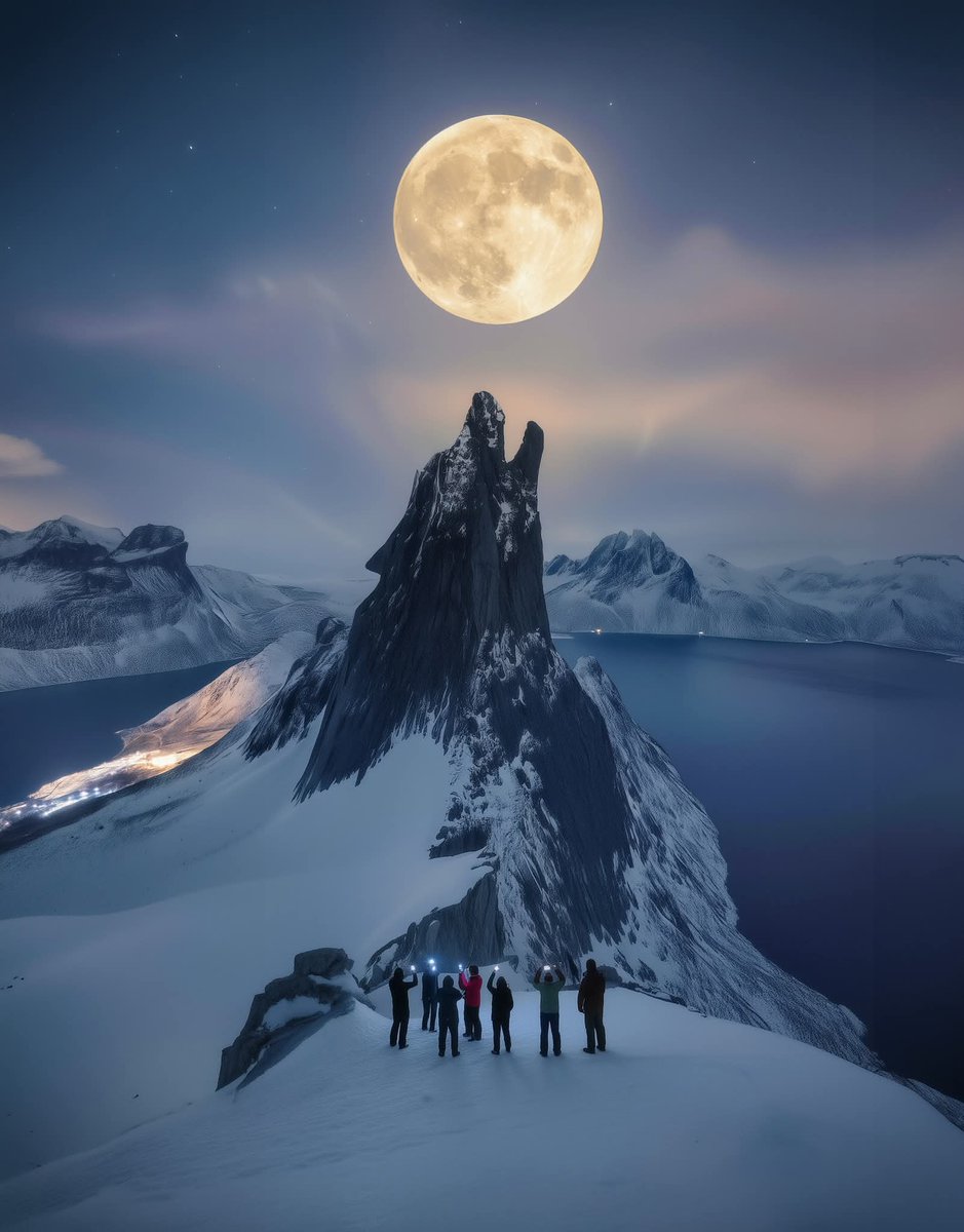 AstronomyVibes's tweet image. Natural rock formation in Norway, that looks like a wolf howling at the moon, but with actual Full Moon 🌕 

#redmoon #LunarEclipse #bloodmoon