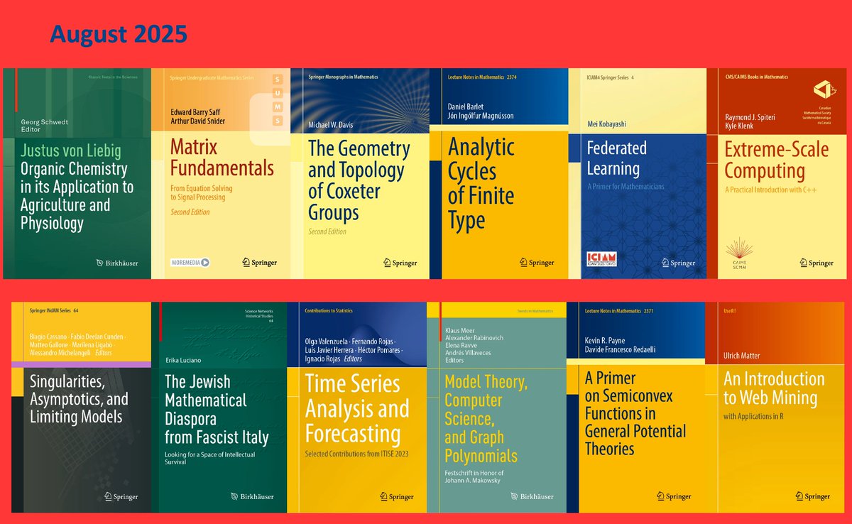 SpringerMath's tweet image. Here are the new titles we published in August 25 in Math&amp;amp;Stats, with direct links to the product pages: 
 
 tinyurl.com/2p9prpfs