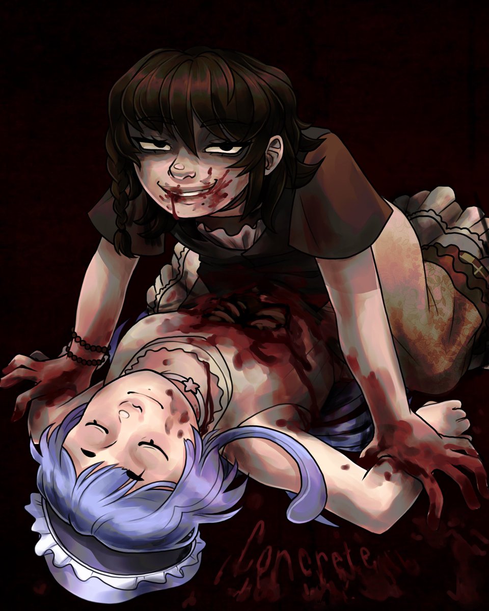 just realized i forgot to post all my art fight attacks so i’m gonna do that
here’s the first one yayyy

(big tw for blood/gore/cannibalism)

owners: Keryaes &amp; Taruchiz