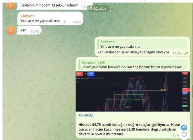 #HOROZ ⚠️🔽 Benim uyardığım hissede kalırsanız .Satışlardan kaçamazsınız . 

Hissede halen alım yok 54,00 bandına gerileme muhtemel.‼️

Bizimle birlikte ilerlemek için linkten ailemize katılabilirsiniz.✅

👉🏼t.me/+69buM_XEYWI0N…

#XU100 #BIST1OO #BORSA