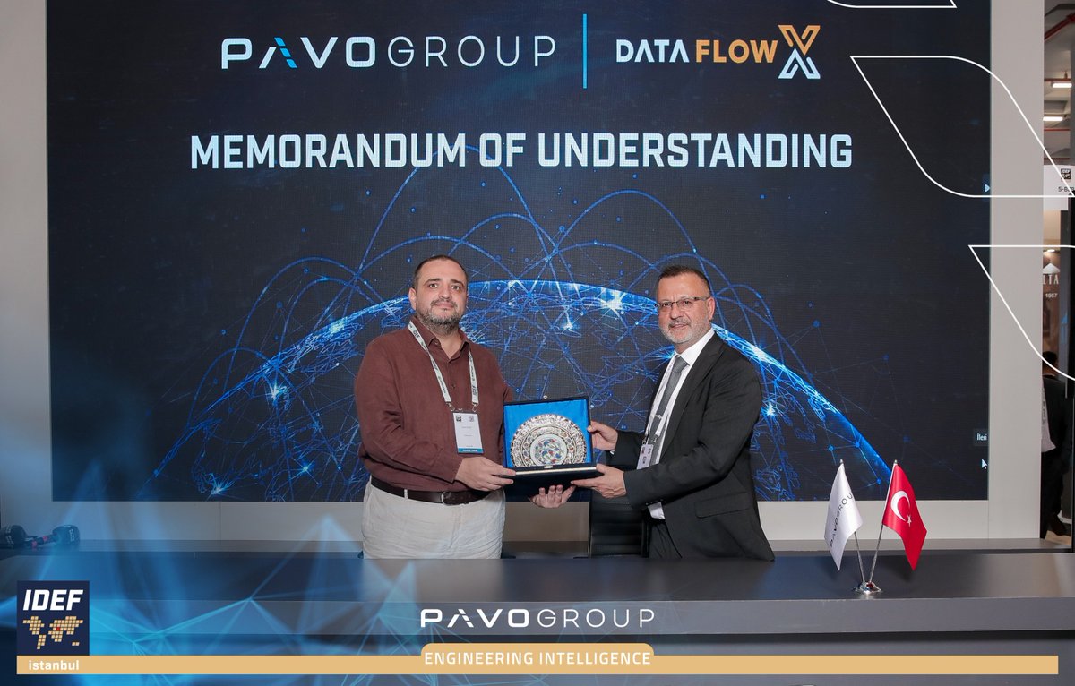 PavoGroup's tweet image. Pavo Group & DataFlowX signed an MoU at #IDEF2025!
By combining our strengths, the partnership aims to enhance infrastructure resilience and efficiency, delivering innovative outcomes and long-term benefits for stakeholders both nationally and globally.
#PavoGroup #DataFlowX