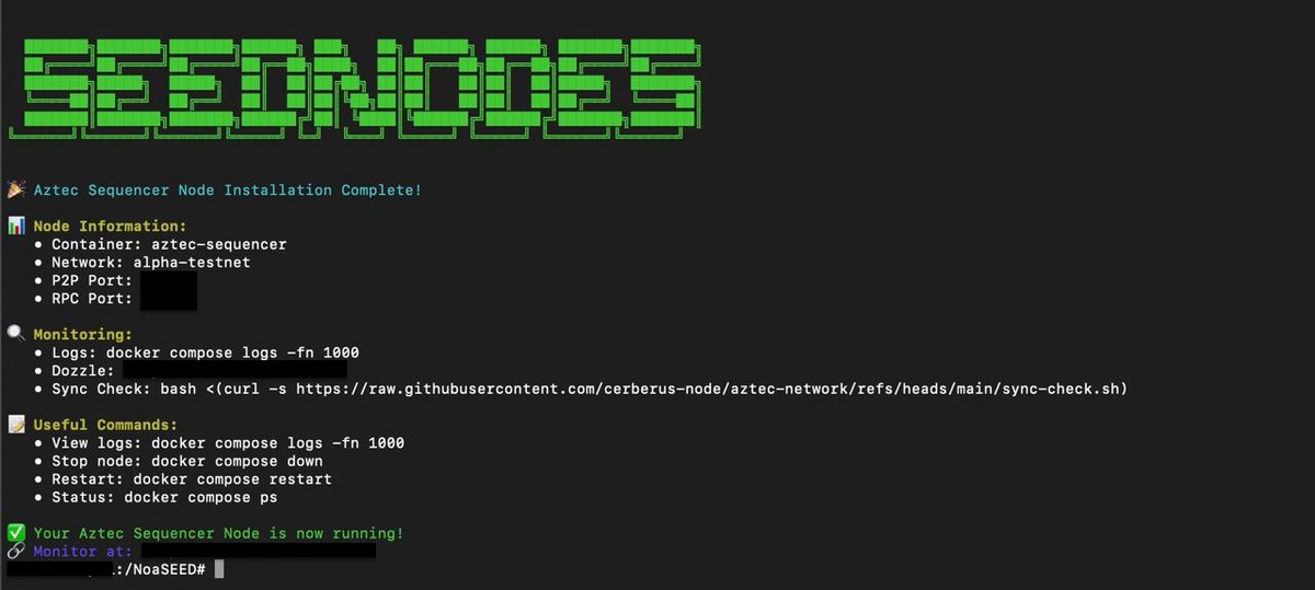 SeedsPuntoEth's tweet image. Automating Aztec Validator Setup

 Tired of wasting hours setting up your node?  

I built a script that gets everything running in minutes.  

Just a few steps and you’re validating on @aztecnetwork