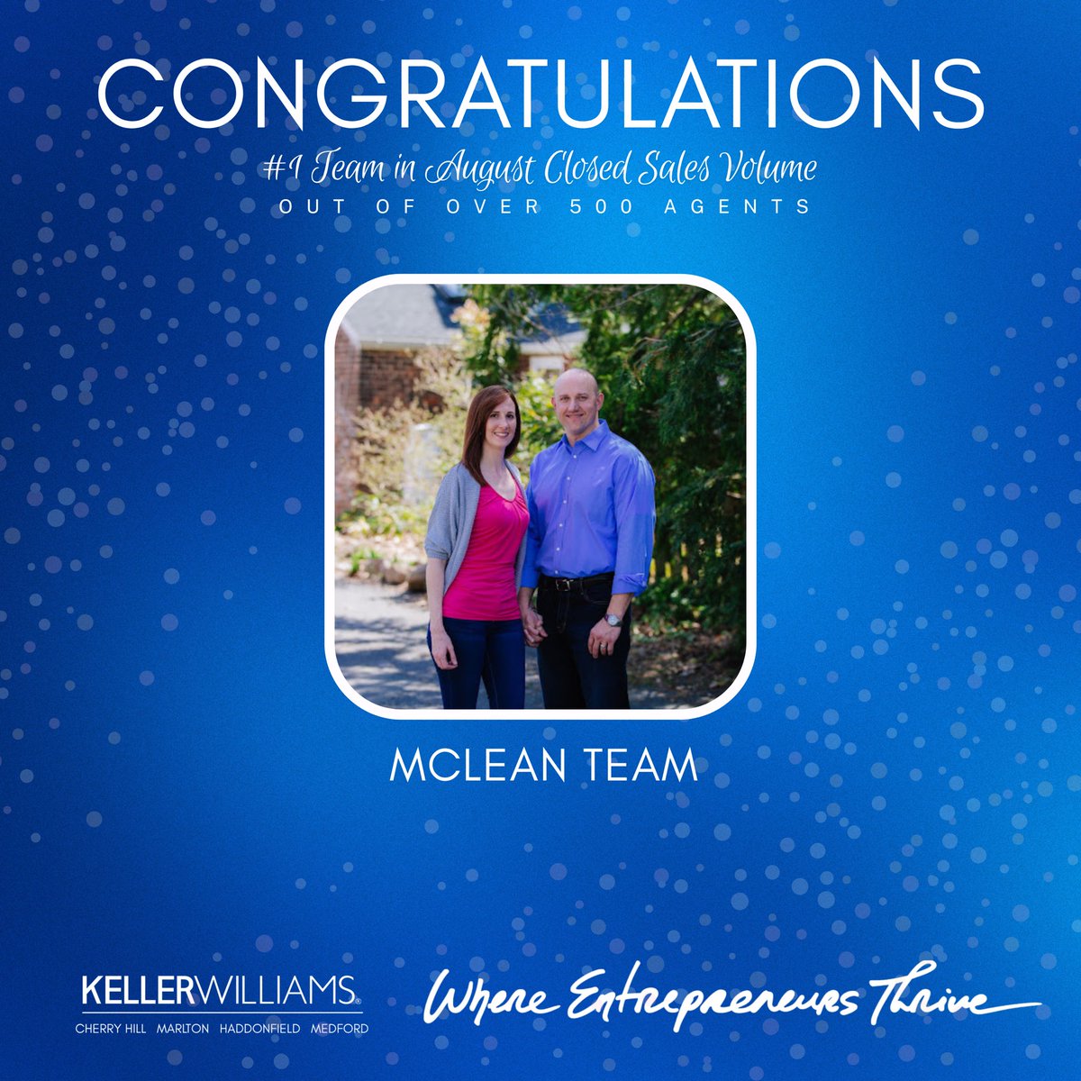 McLeanTeamHomes's tweet photo. Our Team was recognized as Top Performers in our KW market center for the month of August - the #1 team out of over 500 Agents! 🌟 

We are so thankful to God for providing for our every need! ☝🏻

#realestate #GodIsGood #home #sales #topperformer #realtor #realtorteam #realtors https://t.co/E9ENbUcN4Y