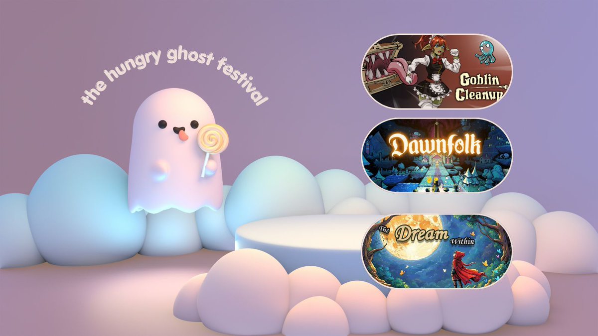 MokaBobaCat's tweet photo. 💜 live now!
👻 today we are playing games from the hungry ghost festival (tysm @SEAGamethetic)~
🧹 goblin cleanup (@GoblinCleanup)
🌲 dawnfolk (@DarennKeller )
🌕 the dream within (@RoamingOLH)
🥰 tysm to the devs~
🧋 try !ghost https://t.co/7XwuP4BVg5 https://t.co/B070Bo0Zr6