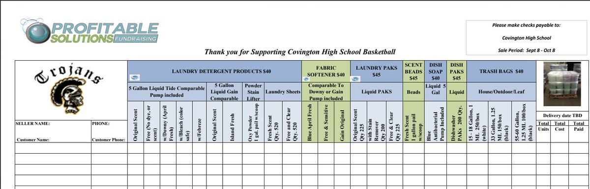 Covington_BB's tweet image. Our soap fundraiser is back! *New this year are Laundry Sheets. You just throw them in the washer similar to what you do with a dryer sheet and get 520 washes (the same as a 5 gal bucket). If you are interested please reach out to a player or a coach. Thank you!