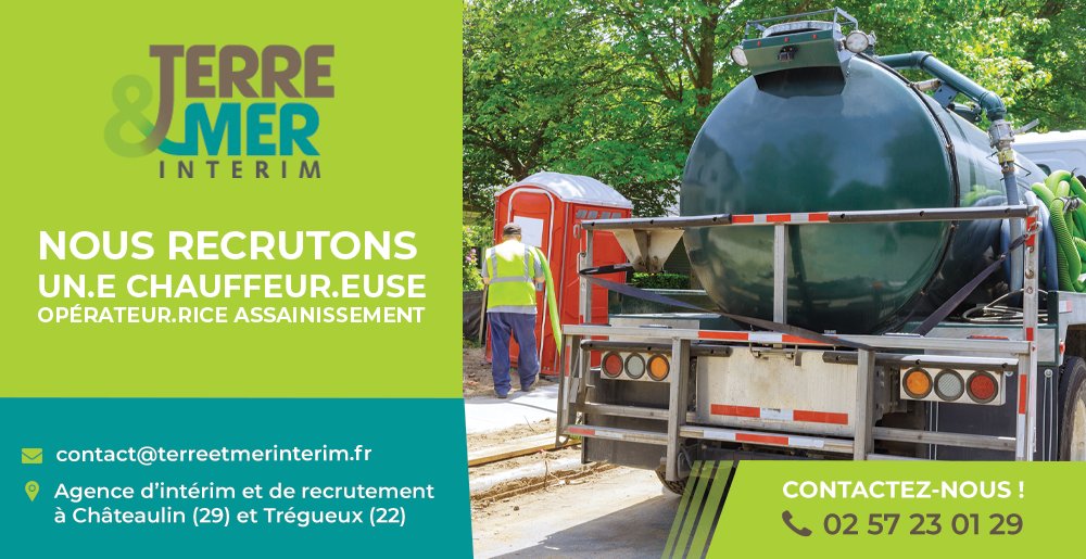 URGENT
📢 OFFRE D'EMPLOI
Nous recrutons un #CHAUFFEUR #OPÉRATEUR #ASSAINISSEMENT (H/F) à #BREST (29)
MISSION LONGUE DURÉE
 
Contactez-nous au 02 57 23 01 29 et envoyez votre CV à contact@terreetmerinterim.fr  ou annonces-interim.bzh/terre--mer-int…

#Recrutement #Transport #offredemploi