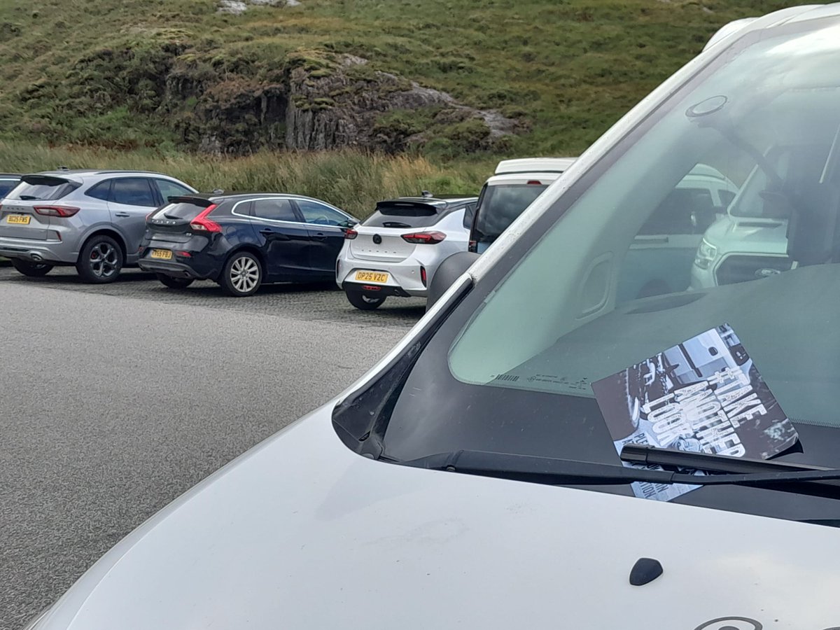 law_scotland's tweet photo. Every month, Ian returns to his son Ross’s memorial near Glencoe. He places #TakeAnotherLook leaflets on car windscreens—urging drivers to check again for #motorcyclists. One extra look could save a life. 🏍️💔 https://t.co/u9CcZsdYZQ