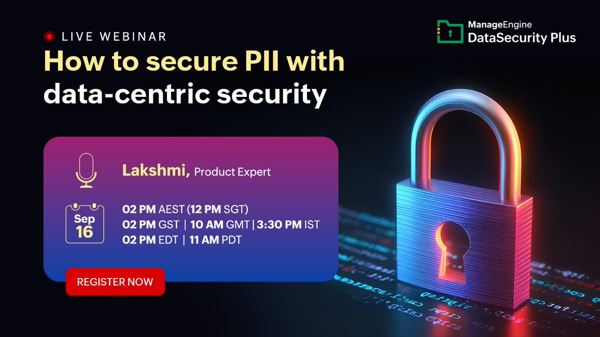 climbcs_uk's tweet image. 🔒 We&apos;re excited to invite IT partners and security professionals to an exclusive free webinar hosted by @manageengine: &quot;How to Secure #PII with Data-Centric Security.&quot; 

🗓️  10am GMT | 16 September 2025

🔗  manageengine.com/data-security/…

#DataSecurity #ClimbChannelSolutions