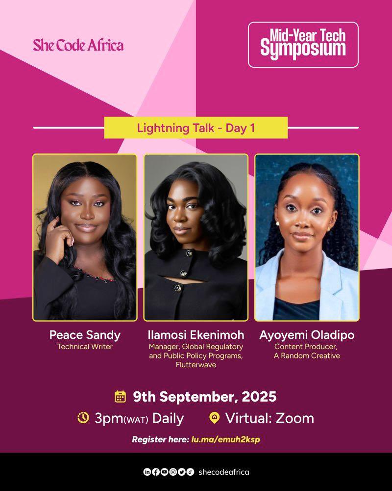 _Neerat's tweet image. Currently listening to the @SheCodeAfrica Mid-Year Tech Symposium 🚀

#SheCodeAfrica #TechSymposium #WomenInTech