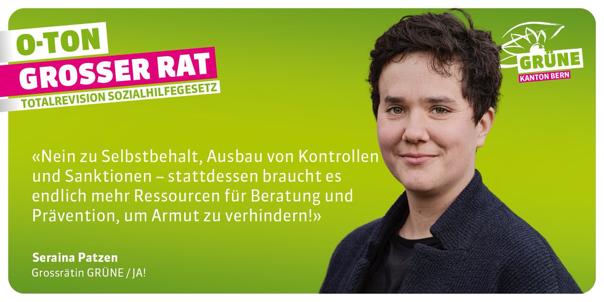 #Herbstsession Für eine wirksame Armutsbekämpfung braucht es endlich mehr Ressourcen für Beratung &amp; Prävention – der Grosse Rat setzt aber auf Sanktionen, Druck &amp; Kontrolle. Dagegen werden wir uns auch in der 2. Lesung Sozialhilfegesetz mit aller Kraft wehren🗯️#SerainaPatzen