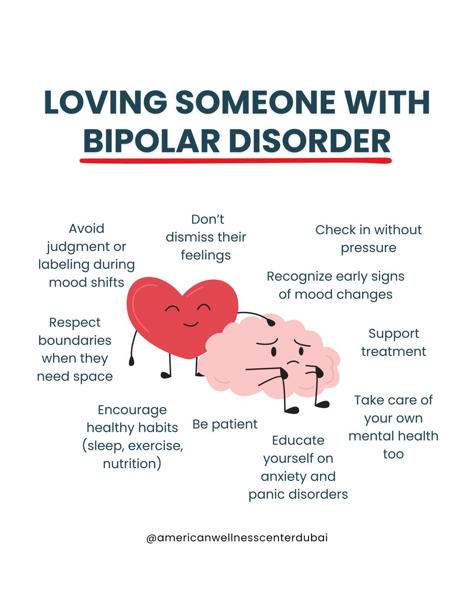 americanwcdubai's tweet image. Love is still love on the shifting days. 💙

Save this gentle checklist and share to help a friend feel seen.

@americanwellnesscenterdubai

#Bipolarawareness #Supportnotstigma #Mentalhealthawareness #Relationshipcare #Listenwithoutjudgment #Youarenotalone #Wellbeing #Community