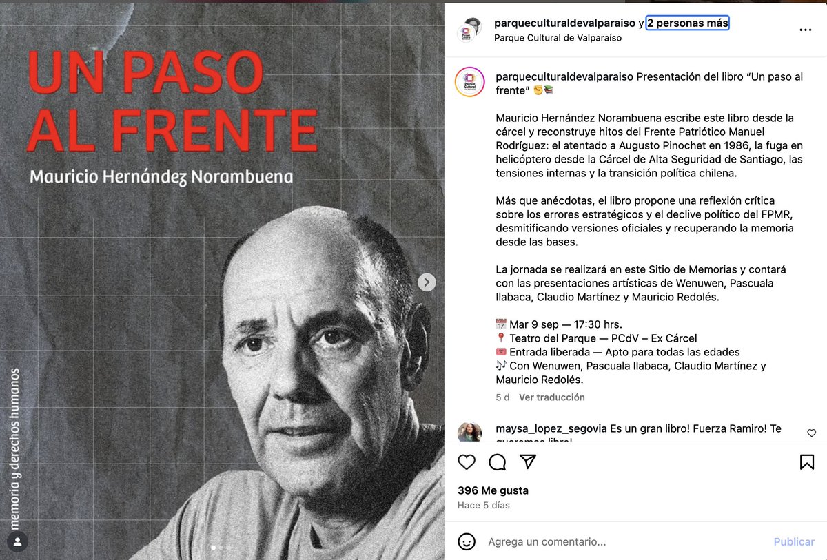 Un centro "cultural" que con plata de todos los chilenos financia "homenajes" a un reo rematado que cumple condena de 26 años en la Cárcel de Alta Seguridad por un asesinato y un secuestro ¡Basta ministra <a href="/_caroarredondo/">Carolina Arredondo</a>!