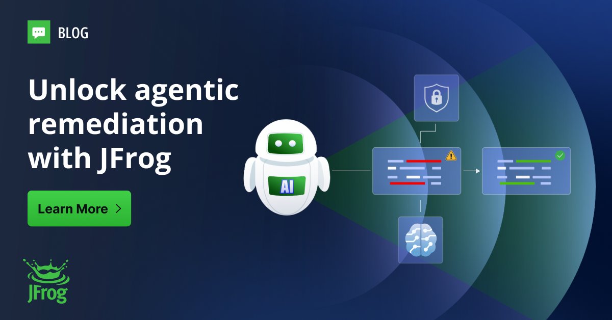 jfrog's tweet image. The future of #DevSecOps is here, and it’s agentic. We’re thrilled to introduce Agentic Software Supply Chain Security to help organizations reduce risk, cut costs, and accelerate delivery. 

By combining JFrog’s trusted platform with AI-driven automation, teams can make the…