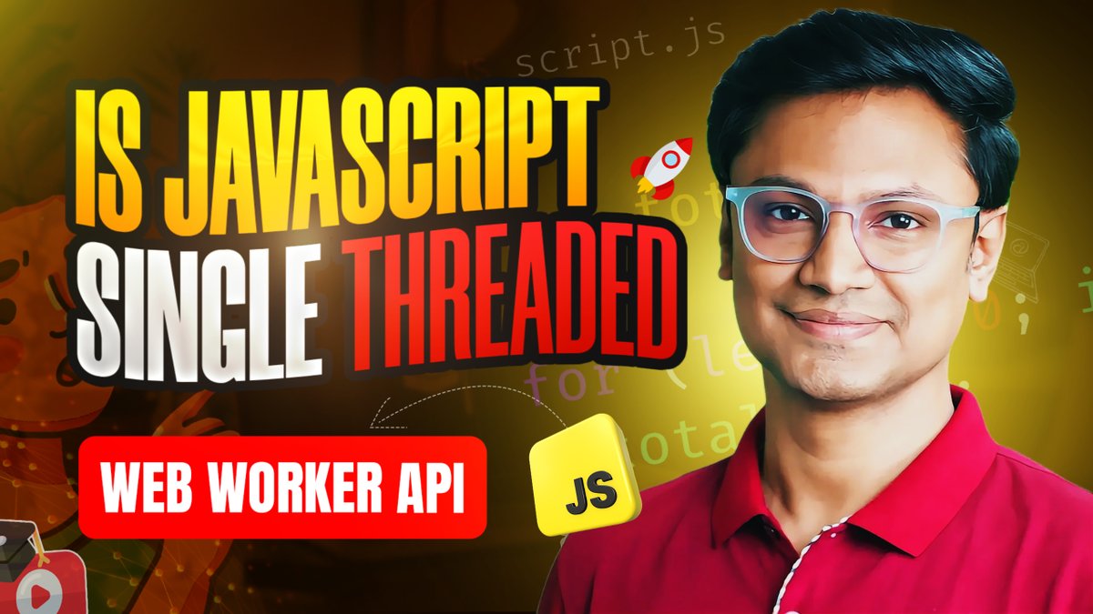 logicbaselabs's tweet image. Learn the JavaScript Web Workers API with examples. Offload CPU-intensive tasks to background threads, keep your UI smooth, and boost performance. A must-watch JavaScript tutorial for web developers and frontend beginners.

🚀 Video link - youtu.be/b3R3MItyYgg