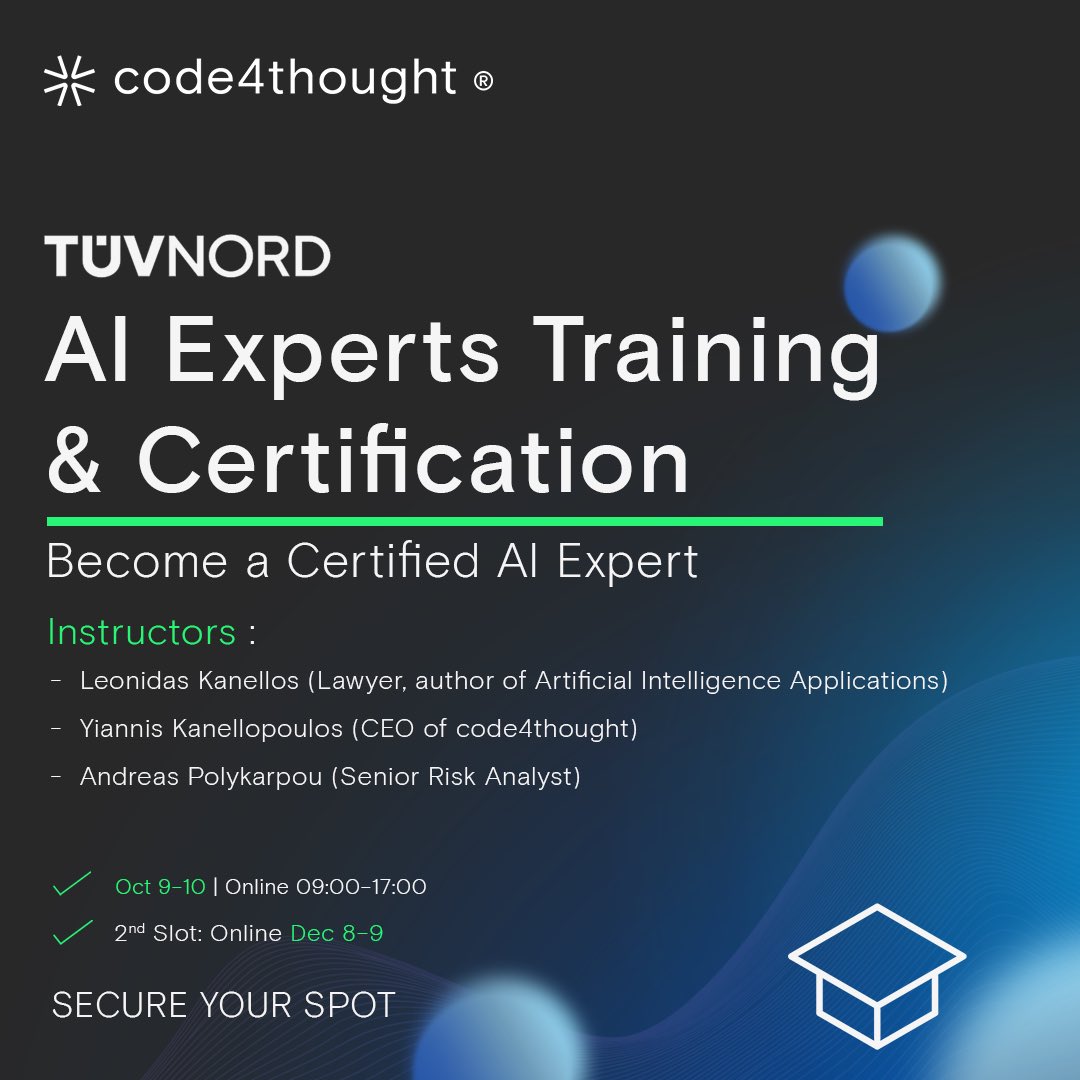 Code4thoughtE's tweet image. Do you want to become a certified AI Expert? This is your opportunity to master one of the most in-demand skills of 2025 and accelerate your career bit.ly/47B3uCz