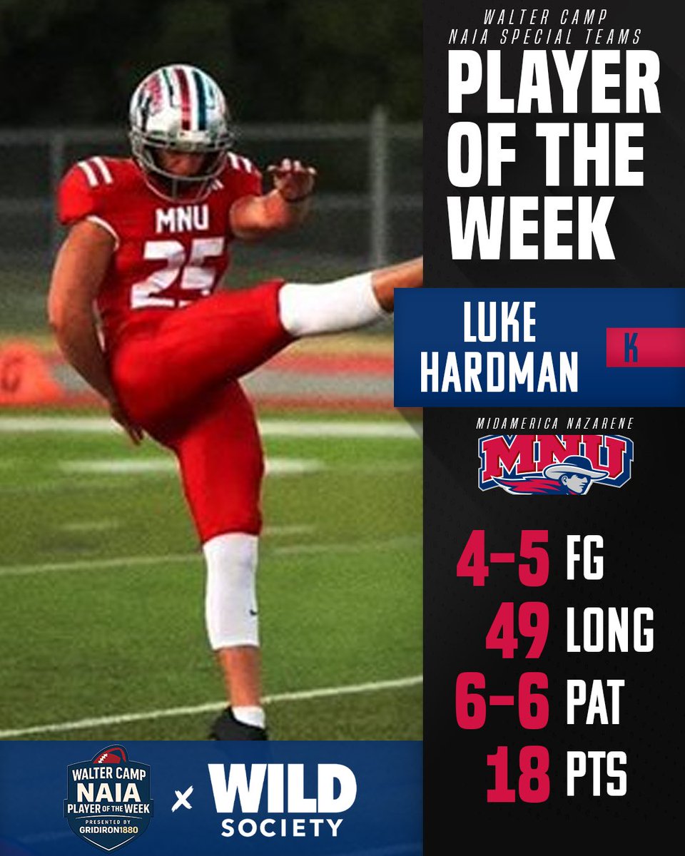 #NAIAFB Special Teams POTW 🥇

<a href="/LukeHardman12/">Luke Hardman</a> had himself a day for <a href="/MNUFootball_/">MNUFootball</a> 👏