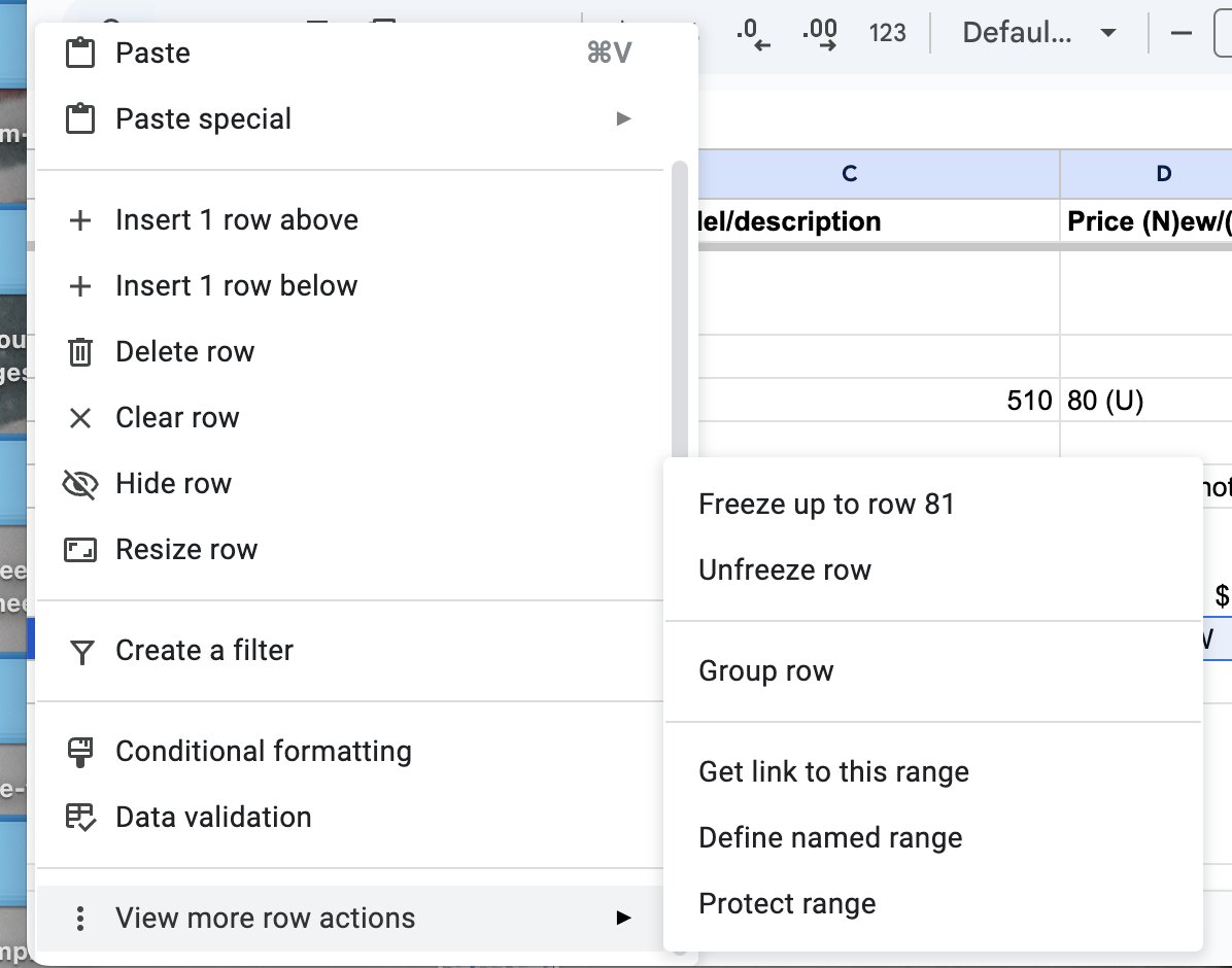 timothylord's tweet image. In #googlesheets, &quot;duplicate this row&quot; (or &quot;duplicate this column&quot;) should be a first-class option. That would make it easy to plug in a few changed values.  (Note: It&apos;s not hard to manually copy. I realize. The heart wants what the heart wants.) #ux #ui