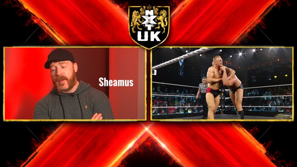 NXTUK_Legacy's tweet image. Sept. 9, 2021:

In a special rewatch of #NXTTakeover 36's epic #NXTUK Championship Match between @UNBESIEGBAR_ZAR and @Gunther_AUT, guest insight was provided by @RheaRipley_WWE, @FinnBalor, @DMcIntyreWWE and @WWESheamus. 

📸 WWE