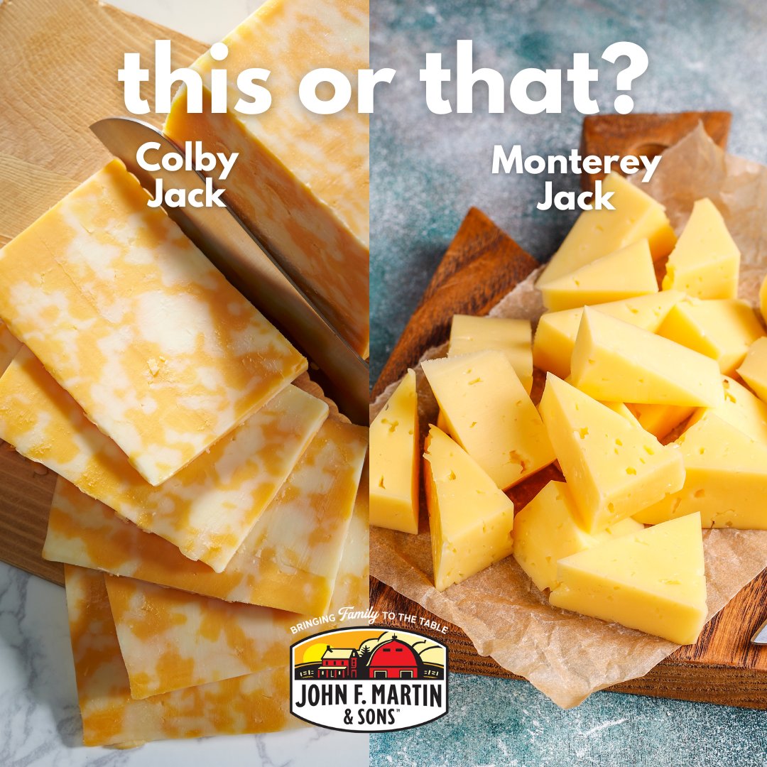 🧀 Cheese Showdown: Colby vs. Monterey Jack 🧀 Colby brings a buttery, mild flavor and orange color, while Monterey Jack is creamy, pale, and just a little tangy. Both melt like a dream—and both are available from JFM!

Tell us in the comments: are you #TeamColby or #TeamJack?