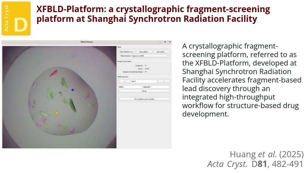 ActaCrystD's tweet image. By integrating cutting-edge technologies and workflows, XFBLD-Platform addresses key challenges in fragment-based lead discovery, such as throughput, accuracy and data management #FragmentBasedLeadDiscovery #ProteinCrystallography #FragmentScreening doi.org/10.1107/S20597…