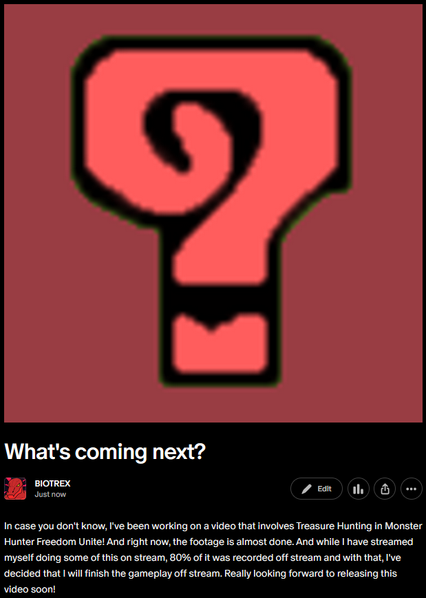 BIOTREXtv's tweet image. About the next video....
#MonsterHunter #MonsterHunterFreedomUnite #MonsterHunterWorld #MonsterHunterWilds