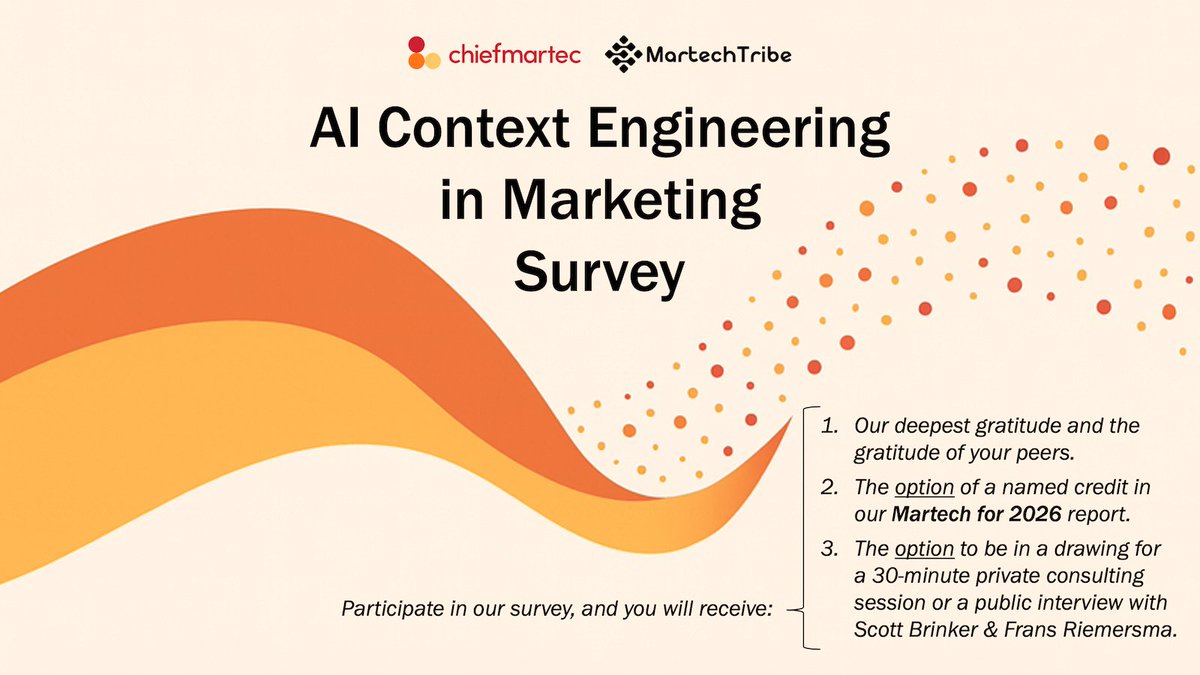 Hey, #martech and #AI friends, here's a big question for you:

How is "context engineering" — the data and prompts being dynamically fed into AI apps, agents, and agentic workflows — actually working in marketing today? ✨

Please help me and Frans Riemersma answer that in this