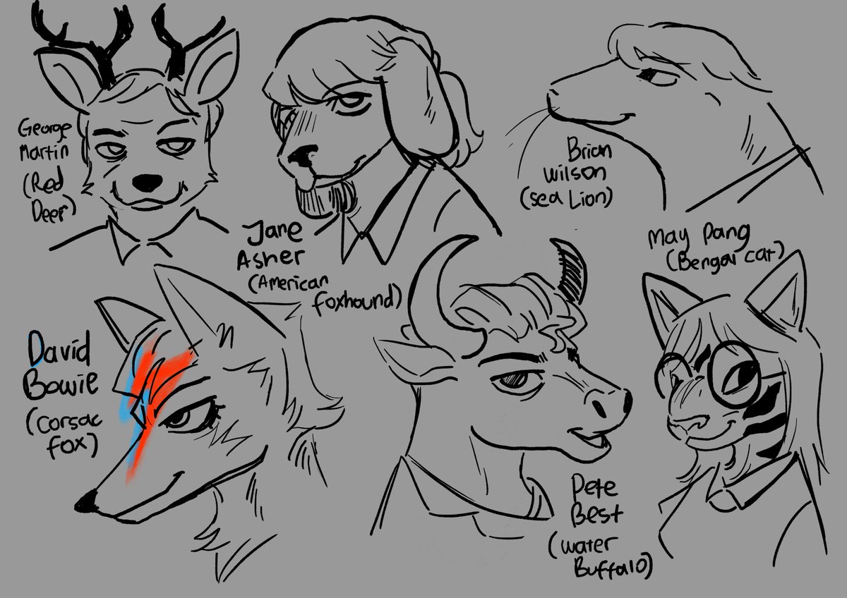 Spacestation_L7's tweet photo. [The Zootles AU] I got another teaching gig tomorrow so you guys are getting random assortments of critters cause I'm falling asleep lol! (ft. Brian and Bowie!) #beatlestwt #art https://t.co/TCJnKORVqn