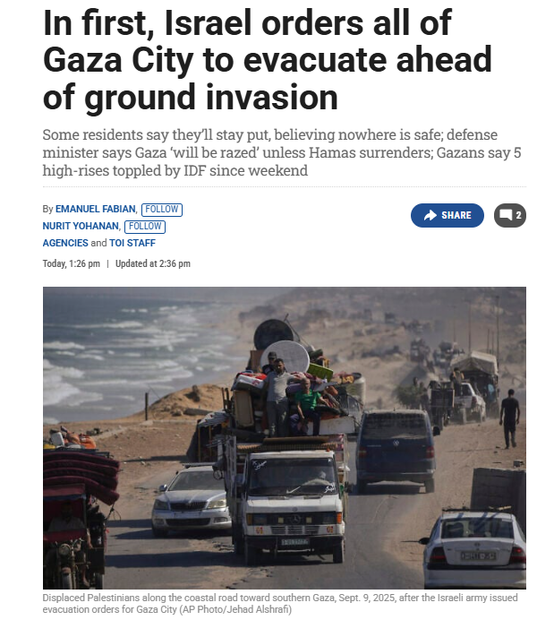 Hoffman8Jon's tweet photo. Israel's strikes in Qatar show yet again Netanyahu has zero intention of ending this war.

Alongside the strikes, Israel ordered the full evacuation of Gaza city.

Their stated goals are to kill, expel, and occupy.

American support gives them total impunity to do so.