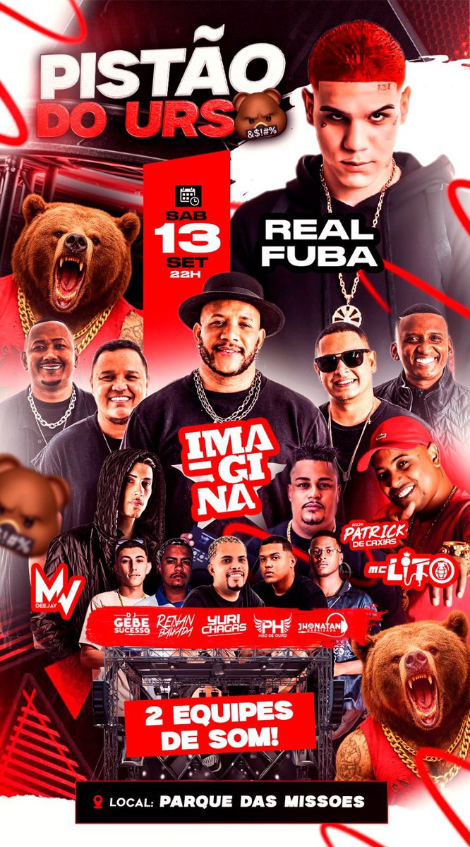 IMAGINA SAMBA E REAL FUBÁ NO PISTÃO DO URSO 👏🏼🇵🇱🐻

+MC LITO, DJ YURI CHAGAS, DJ MV, DJ RENAN DA BAIXADA

Nossa seleção de DJs da Polônia 🇵🇱

SALVEM A DATA, DIA 13 DE SETEMBRO O JOGO É AQUI‼️

•Proibida Entrada de Bebidas 🚫

LOCAL: PARQUE DAS MISSÕES (CAXIAS)📍