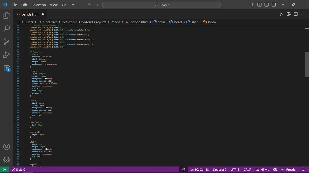 j_dot_dev's tweet image. Day 9/30 – CSS Panda 🐼🌿
Today I built a cute panda animation entirely with HTML & CSS:
✨ Panda sitting in a bamboo forest
✨ Chewing bamboo with a smooth arm animation
✨ Leaves swaying for extra realism
🛠️ Tech Used: HTML + CSS (no JS!)
#30DaysOfCode #CSSArt #Frontend