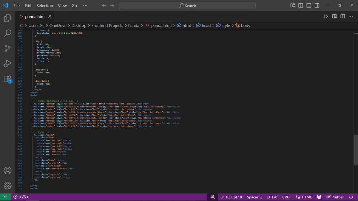 j_dot_dev's tweet image. Day 9/30 – CSS Panda 🐼🌿
Today I built a cute panda animation entirely with HTML & CSS:
✨ Panda sitting in a bamboo forest
✨ Chewing bamboo with a smooth arm animation
✨ Leaves swaying for extra realism
🛠️ Tech Used: HTML + CSS (no JS!)
#30DaysOfCode #CSSArt #Frontend