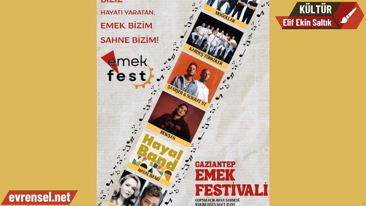 Antep Emek Festivali, 11 Ekim 2025’te GOPSM Açıkhava Sahnesinde binlerce işçiyi bir araya getirecek. Çok sayıda emek ve meslek örgütünün desteğiyle düzenlenen festivalde şarkılar emek için söylenecek

Elif Ekin Saltık’ın haberi

evrensel.net/haber/570032/a…