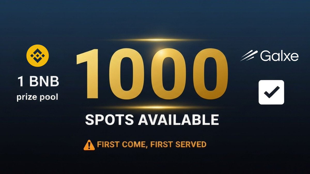 ProofXGames's tweet photo. 🚨 GALXE QUEST: 1000 SPOTS, FCFS!

💰 1 BNB prize pool for 1000 participants, FCFS
⚡ Simple tasks, instant rewards
🏆 Join the https://t.co/Ci9LJCzSbt quest campaign

Don't be #1001! 

Claim your spot: https://t.co/tNIM0CxaOT

#DontBe1001 #FCFS #BNB #Galxe https://t.co/H7IUu6QCZH