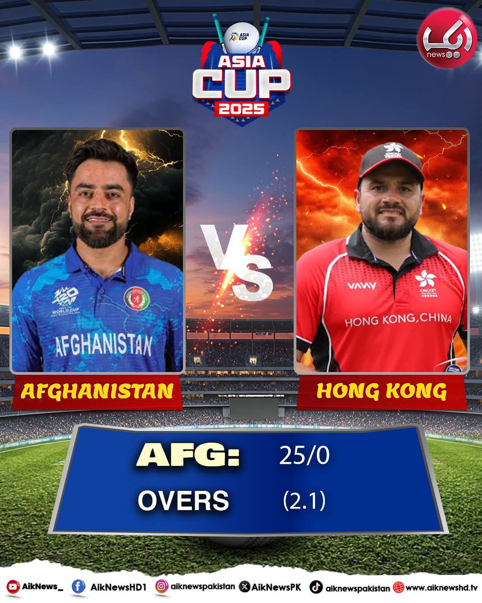 Laraib_Fatiima's tweet image. Afghanistan vs Hong Kong – Catch every run, every wicket, and every boundary right here with our Live Scoreboard Updates!
Stay tuned for:
✅ Live match score
Keep refreshing for the latest score updates!
#AsiaCup #AFGvsHK #LiveScore #CricketUpdate #AikNews