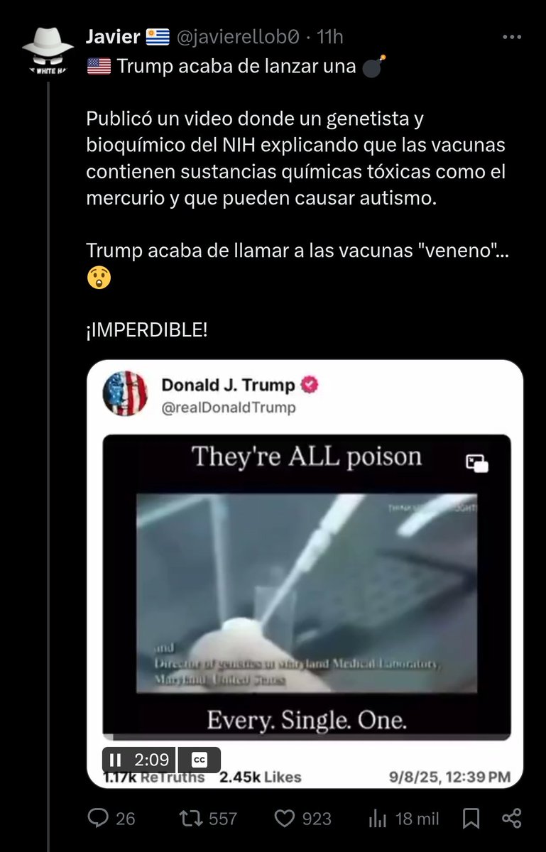 danes361's tweet photo. Trump en su red social acaba de llamar a las vacunas "veneno".

https://t.co/1tDURMfdop https://t.co/ckMqxJWObV