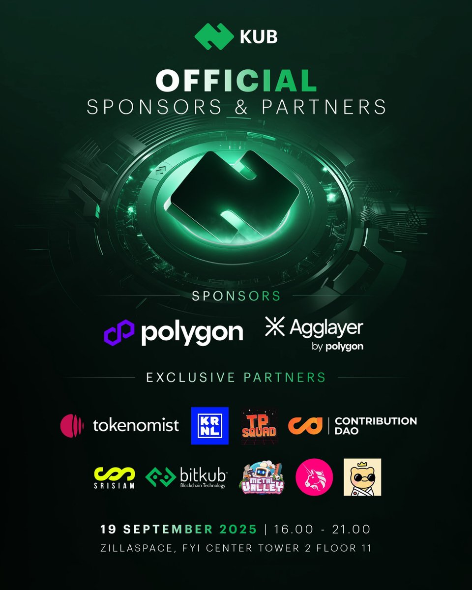 We’re joining <a href="/KUBChain/">KUB</a> &amp; <a href="/0xPolygon/">Polygon</a> for an exclusive meetup this Sept 19th.

Connect with peers, network with industry leaders, and explore the future of blockchain in Thailand and beyond.

📍 Bangkok, Thailand 
📅 Sept 19th | 4–9 PM
👉 luma.com/lu73vlzf