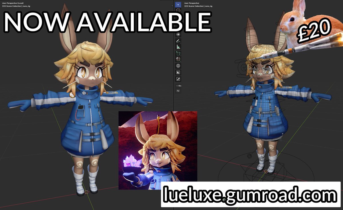My new VRChat avatar Juno is now available on Gumroad, Kofi &amp; the VRChat Avatar Marketplace

I'll have a video trailer soon showing her off, but since she's on the VRCAM, she can be demoed now for free

lueluxe.gumroad.com
ko-fi.com/lueluxe