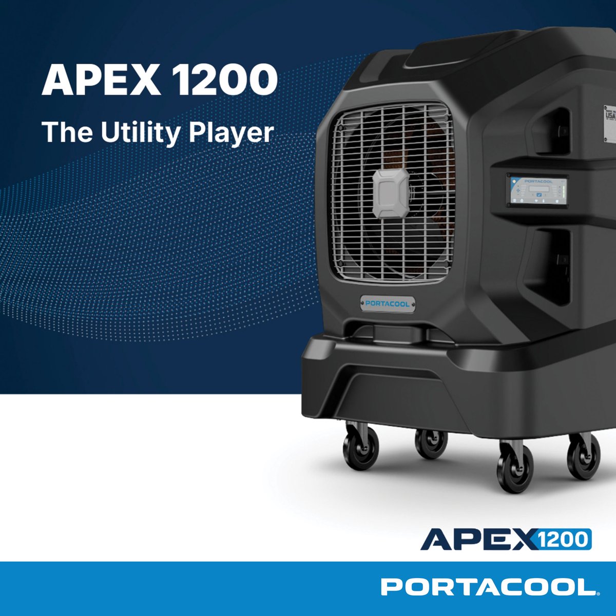 The APEX 1200 delivers powerful, smart cooling for tough, mid-sized spaces.

With Wi-Fi-enabled CoolSync™, 4,000 CFM of airflow, and whisper-quiet operation (just 51 dB), it keeps your workspace productive without disruption.

Learn more: hubs.la/Q03GWlJs0

#APEX1200