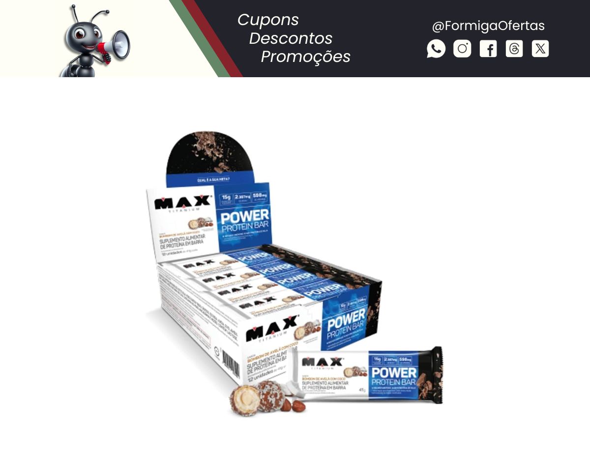 FormigaOfertas's tweet photo. 📢 Oferta na Amazon

Max Titanium Power Protein Bar - 12 Unidades 41g Bombom de Avelã com Coco

De: R$72,50 por: R$58,00 em até 2x de R$29,00 sem juros

https://t.co/FRkMSlyiCs https://t.co/cz8tcjp0Rc