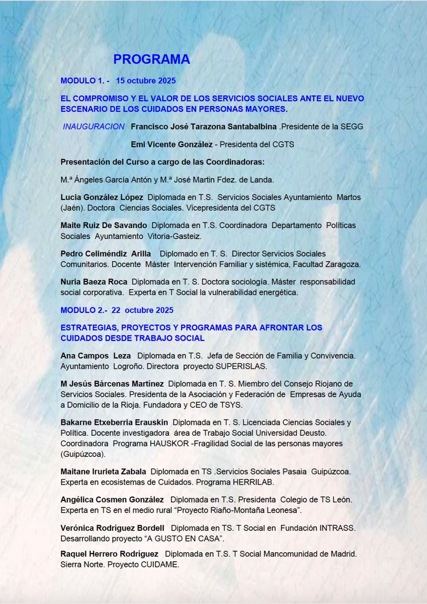🌅 La SEGG abre inscripciones para su curso:
✨ “El Trabajo Social ante el nuevo escenario de los cuidados en personas mayores”

📚 Curso gratuito para socios de la SEGG y de las Sociedades Autonómicas de Geriatría y Gerontología.

👉 Inscríbete aquí: forms.gle/b7ameksynhUtB6…