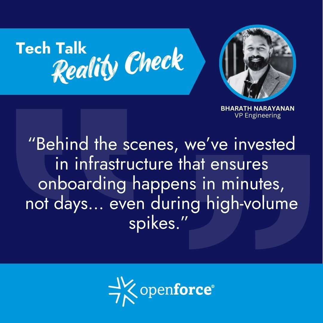 OpenforceTech's tweet image. Our tech backbone is invisible to the end user, and that’s the point. Because technology should accelerate progress, not get in the way. 

#InfrastructureMatters #ContractorManagement #CloudScale 

Bharath Narayanan