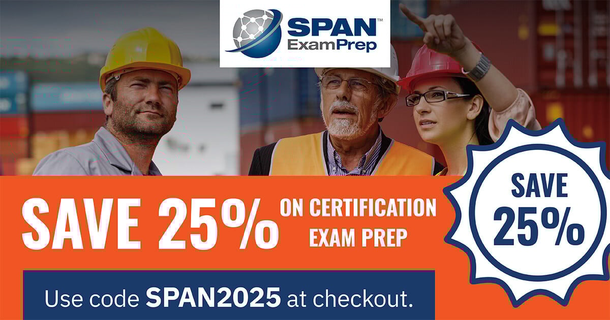 SALE! Save 25% on all SPAN Certification Exam Prep - Workshops, Workbooks &amp; Practice Tests. Take the next step in your safety career. Use code SPAN2025 at checkout. bit.ly/3I8kaa8