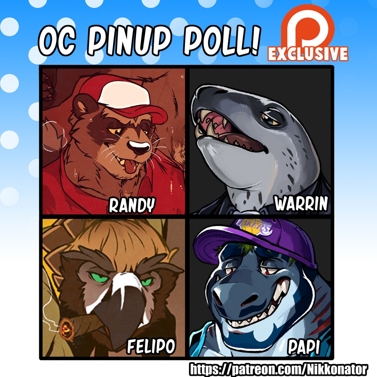 This month's OC Pinup Poll is live! To vote, follow this link and join the $3 tier of my P-Site (link in bio!)